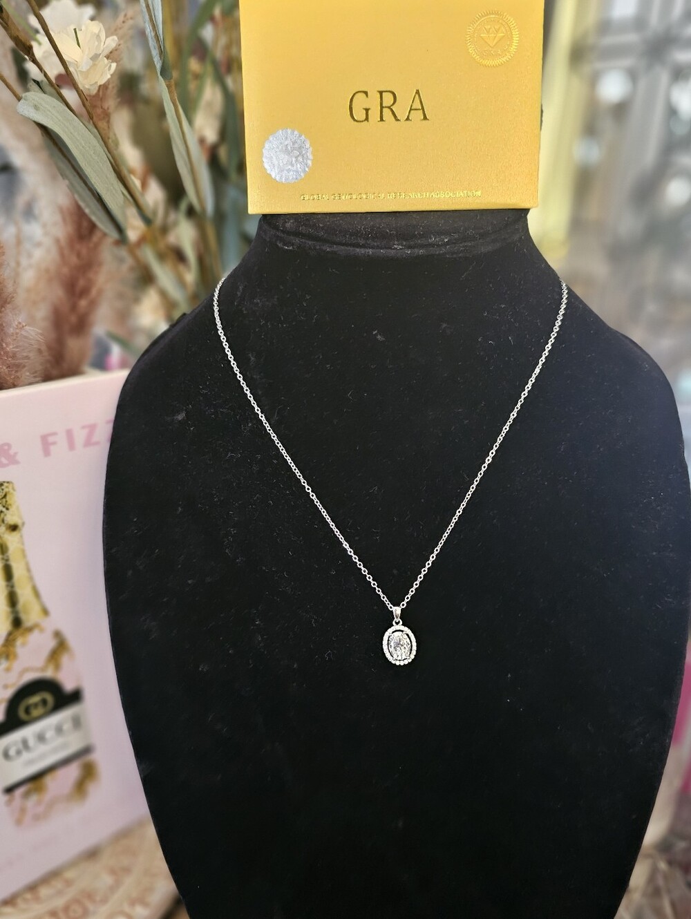 Moissanite 2Carat Oval Pendant Necklace W/ GRA